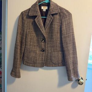 Talbots Brown Tweed Blazer with Notched Lapel